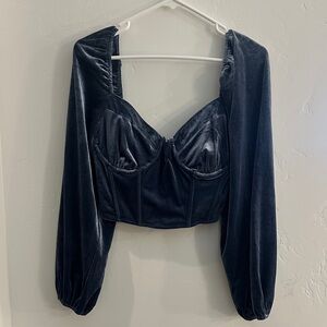 Vici Black Velvet Puff Sleeve Blouse